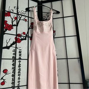 Vintage 90s Reggio baby pink formal prom gown